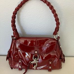 Francesco Biasia Red Braided Handle Bag